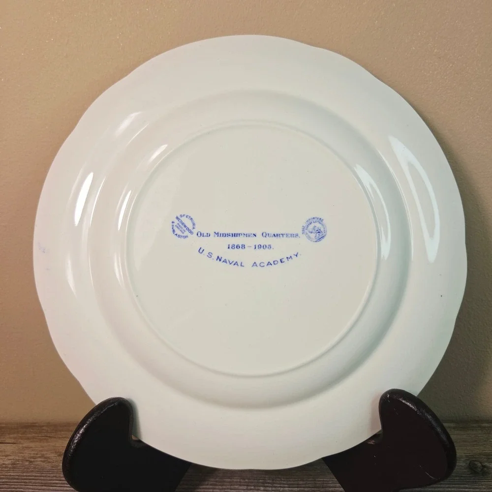 Wedgwood US Naval Academy Plate Old Midshipmen Quarters Blue Transferware Vtg